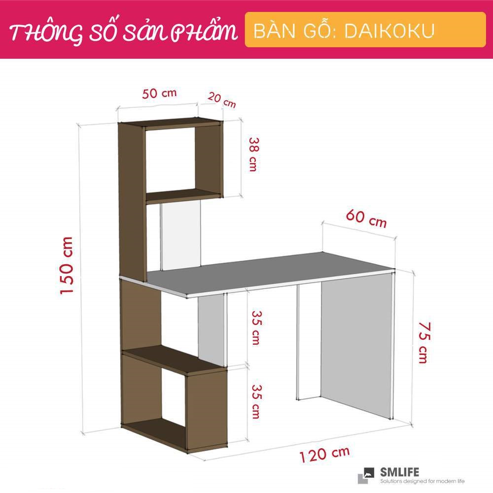 Bàn liền hộc bằng gỗ thiết kế đẹp SMLIFE Daikoku