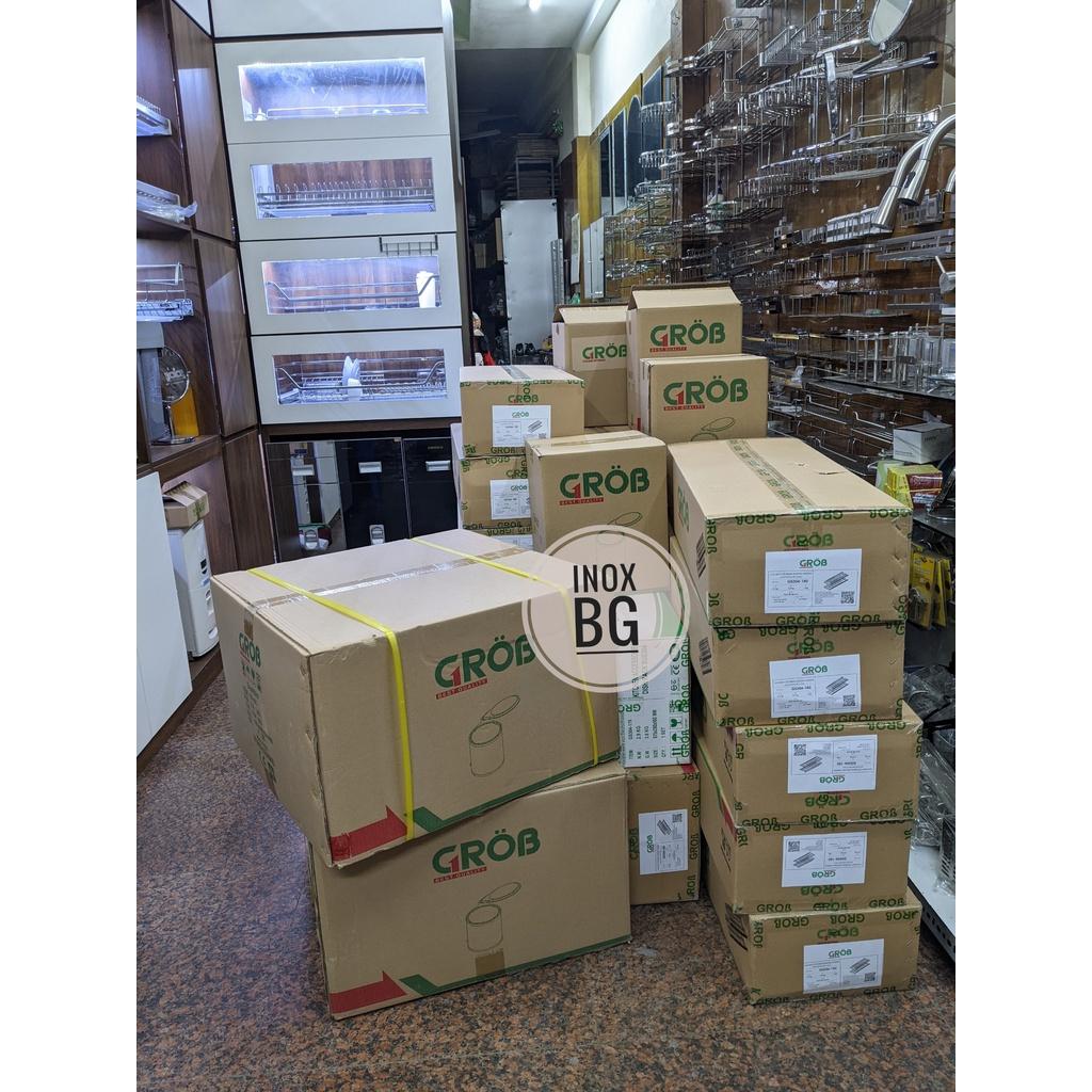 Giá bát đĩa cố định nan dẹt có rọ đũa inox SUS304 Grob
