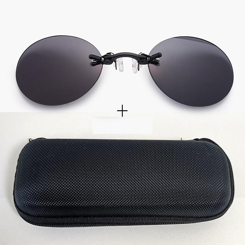 Kẹp Trên Mũi Kính Tròn Không Gọng Ma Trận Morpheus Kính Mát Mini Khung Vintage Nam Kính Mắt UV400 Có Hộp
