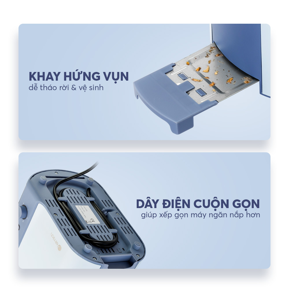 Máy nướng bánh mì Elmich TTE-8580, công suất 800W, 6 mức nhiệt điều chỉnh, 2 chế độ hâm nóng và rã đông, 1 khay treo bánh mì nướng thông minh, 2 khe nướng giúp nướng được các lát bánh có độ dày và kích cỡ khác nhau  - Hàng chính hãng