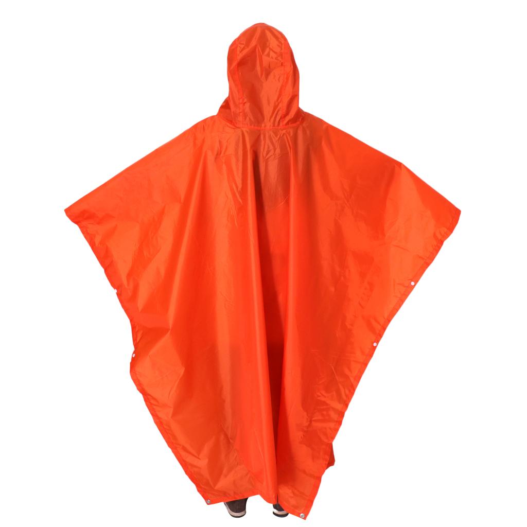 Outdoor 3in1 Raincoat Poncho Backpack Rain Cover Tent Mat Waterproof Orange