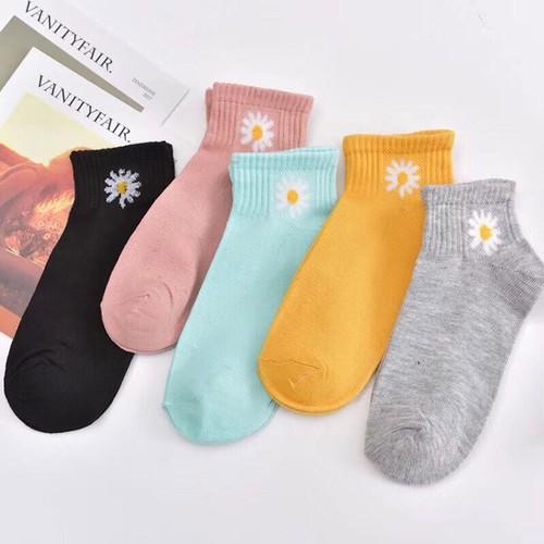 Sét 10 Tất cổ ngắn in hình hoa cúc nhiều màu