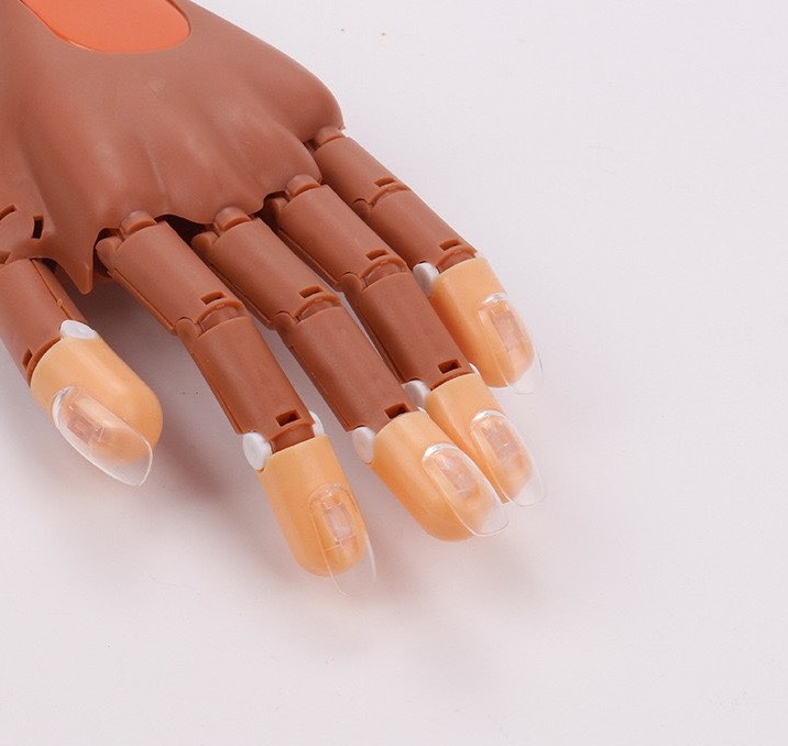 Tay giả thực hành nails móng tay, tay giả mô hình với giá đỡ làm móng nails tiện lợi