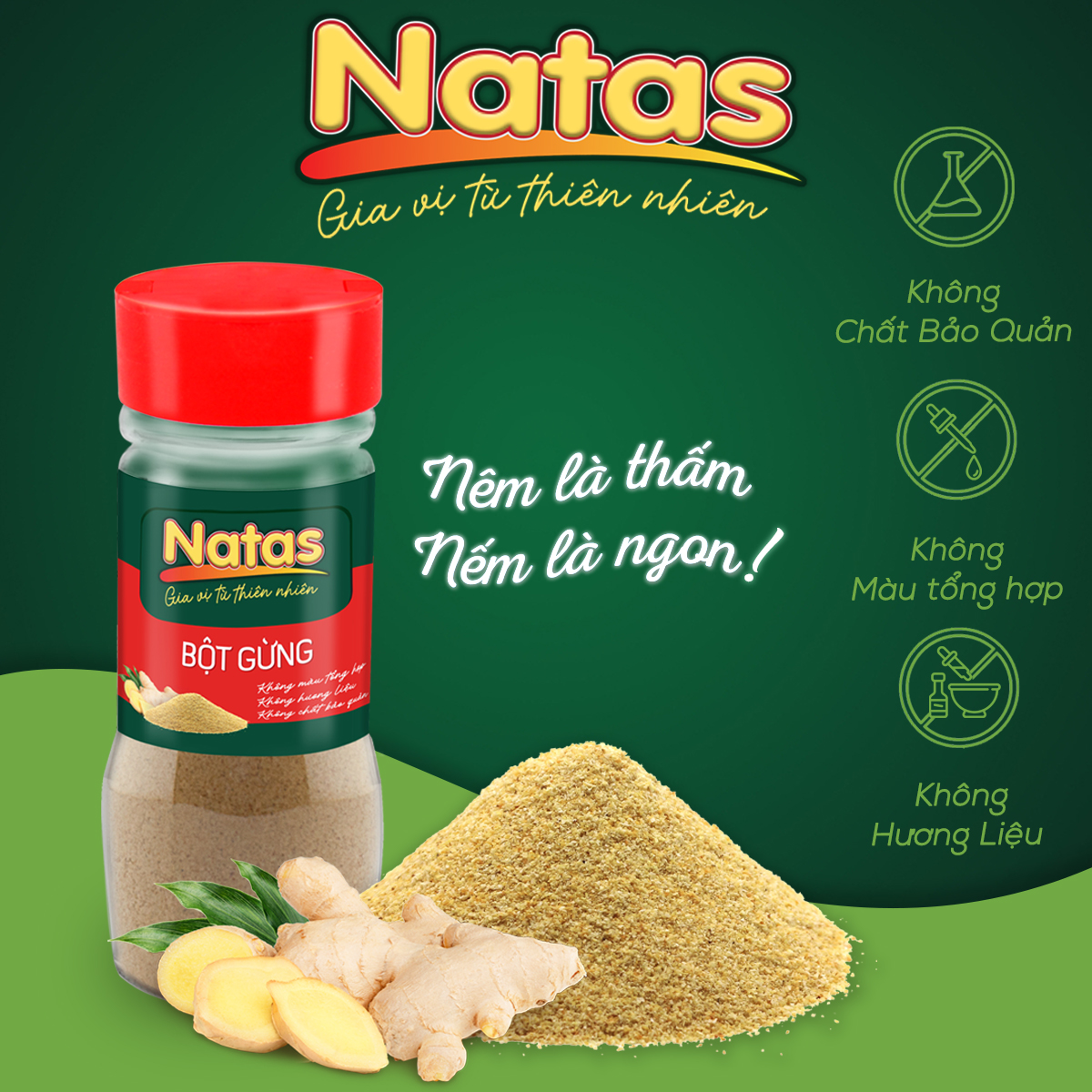 Bột Gừng Natas Hũ 40g-Bột Gia Vị Tiện Lợi