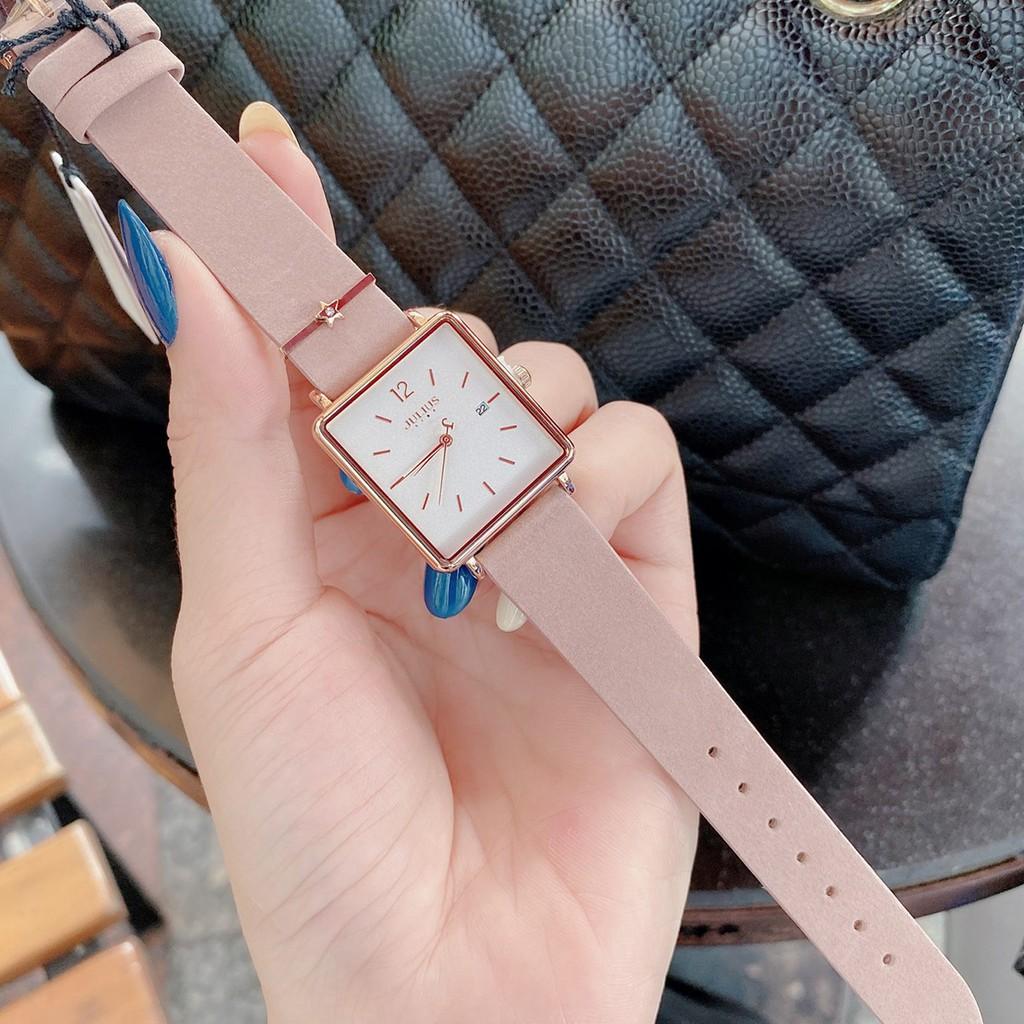Đồng hồ nữ Julius Star JS-048 dây da mặt vuông