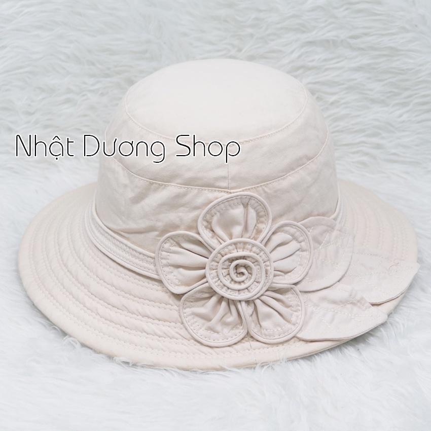 Mũ Bo vành rộng 7cm ,nón tai bèo vành rộng gắn hoa và lá- Chất liệu cotton cao cấp phù hợp cho các bạn nữ