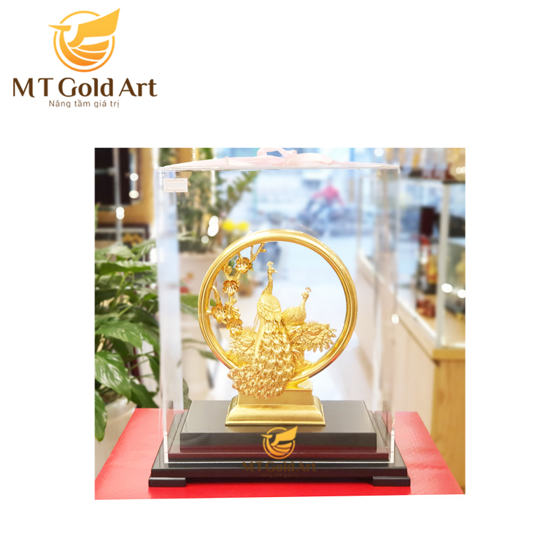 Tượng Đôi Chim Công Dát Vàng 24K (M01) MT Gold Art- Hàng chính hãng, trang trí nhà cửa, quà tặng dành cho sếp, đối tác, khách hàng.