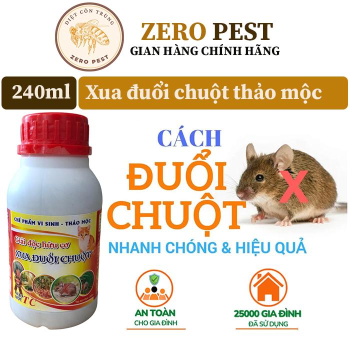 Chế phẩm vi sinh XUA ĐUỔI CHUỘT 240ml, dùng trong nhà, ngoài vườn, cây trồng