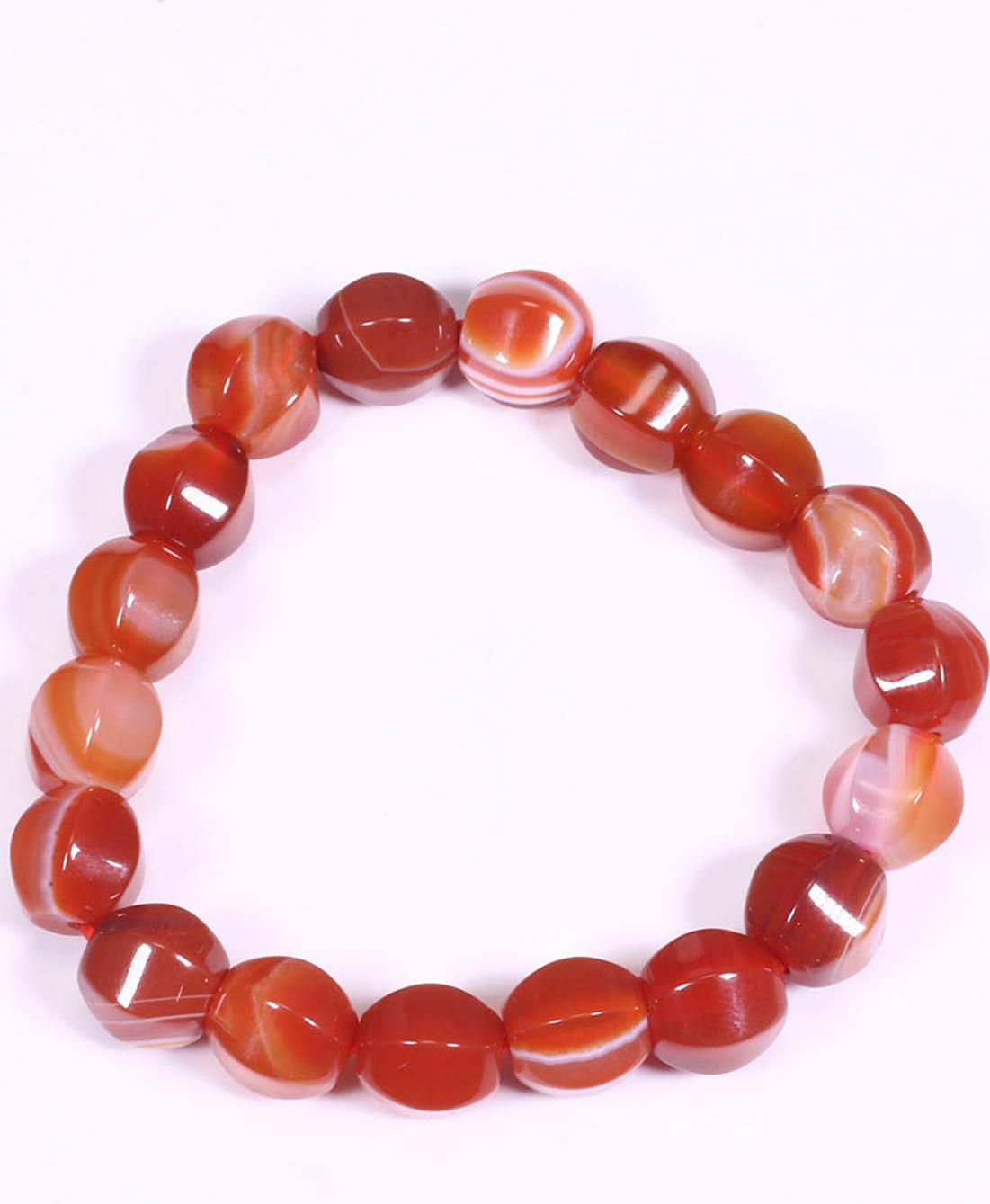 Vòng tay Đá mã não (Agate) đỏ viên lục giác 9x10mm mệnh hỏa, thổ - Ngọc Quý Gemstones