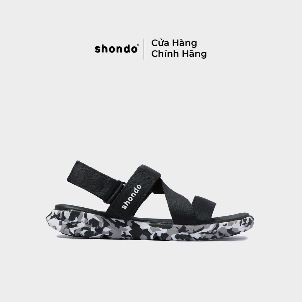 Giày Shondo Sandals nam nữ F6 sport camo đen full F6S501