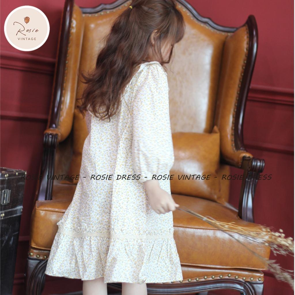 Váy hoa nhí trắng ROSIE V11 chất vải cotton mềm mịn cho bé gái từ 9-36kg