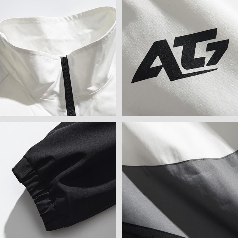 Áo khoác nam unisex cổ trụ vải dù nhật 2 lớp phong cách trường học hàn quốc họa tiết chữ At7
