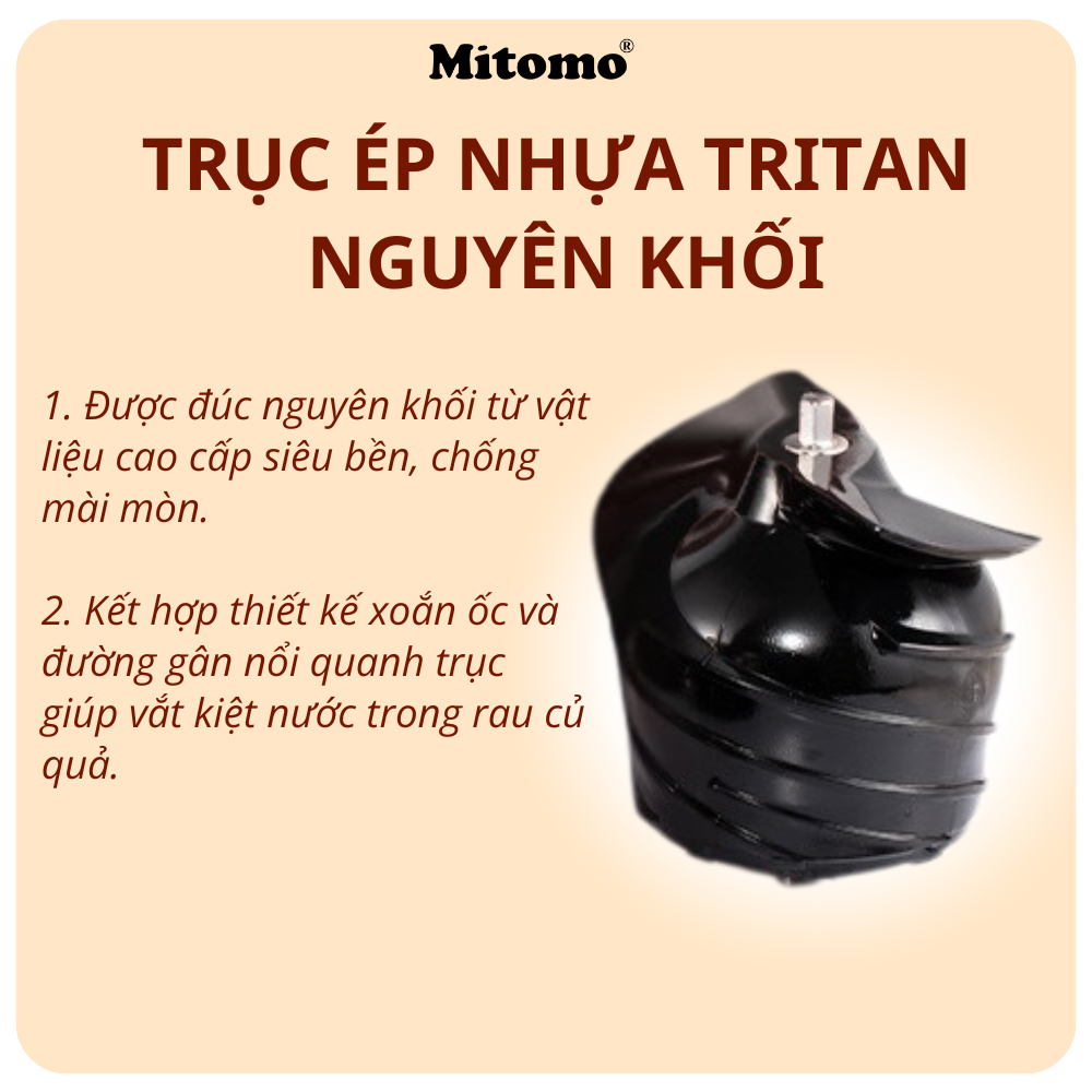 Máy Ép Chậm, Máy Ép Trái Cây Công Nghiệp Mitomo KJ3081 Kiệt Bã - Hàng Chính Hãng Bảo Hành 3 Năm