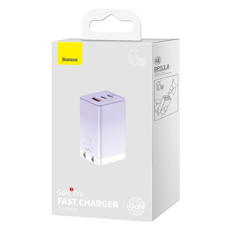 Củ Sạc Nhanh Baseus GaN3 Pro Quick Charger 65W (Type Cx2 + USB , PD3.0/ PPS/ QC4.0/ SCP/ FCP Multi Quick Charge Protocol, New Upgrade Technology) - Hàng Chính Hãng