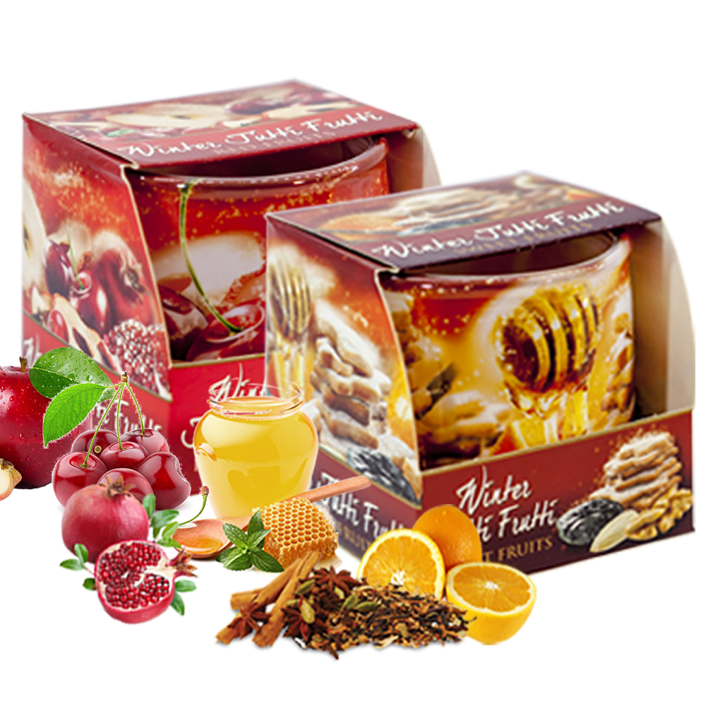 Combo 2 ly nến thơm Bartek nhập khẩu Châu Âu Winter Jutti Frutti 100g - nho, quế, lựu