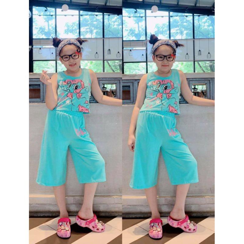 Bộ áo croptop quần lửng ống rộng size đại - Đồ bộ trẻ em