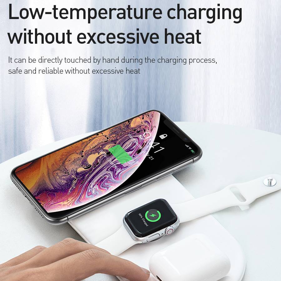 Đế sạc nhanh không dây 3 in 1 hỗ trợ sạc cho Apple Airpods / Appe Watch / Smartphone hiệu Baseus Dual Smart Wireless Charging P (Công suất 18W, Wireless Quick charge, chuẩn Qi Apple) - Hàng chính hãng