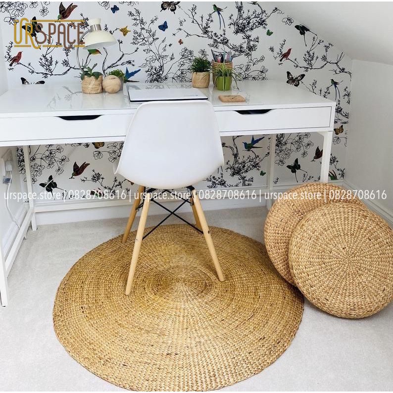 Thảm trải sàn phòng khách hình tròn URSPACE bằng lục bình trang trí decor/ ROUND HYACINTH RUG