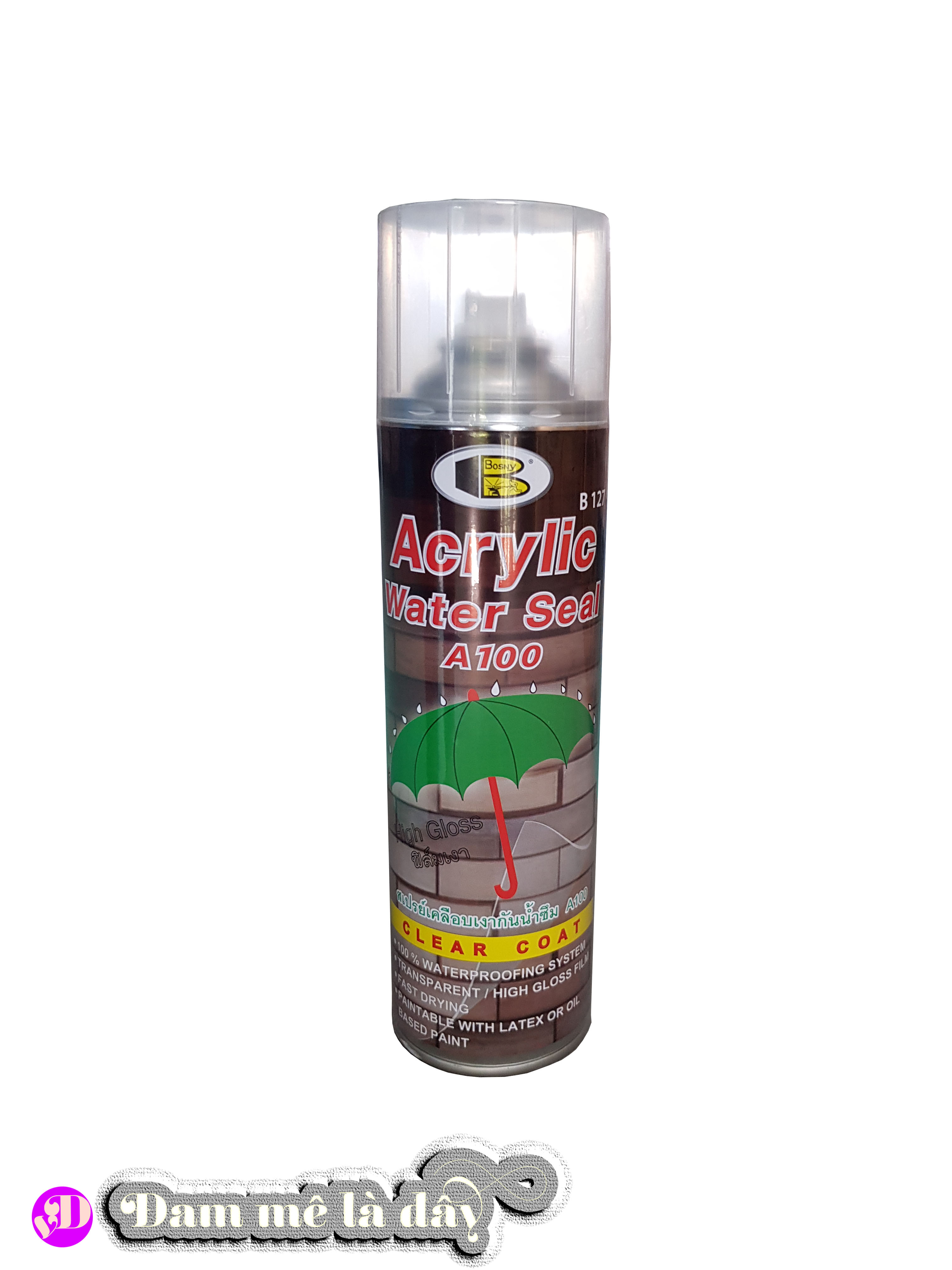 Chống thấm gạch, bê tông,  gỗ, thạch cao có màng film Acrylic water seal B263-  spray A100, 500cc- Bosny B127 Bosny - Nhập khẩu Thái Lan