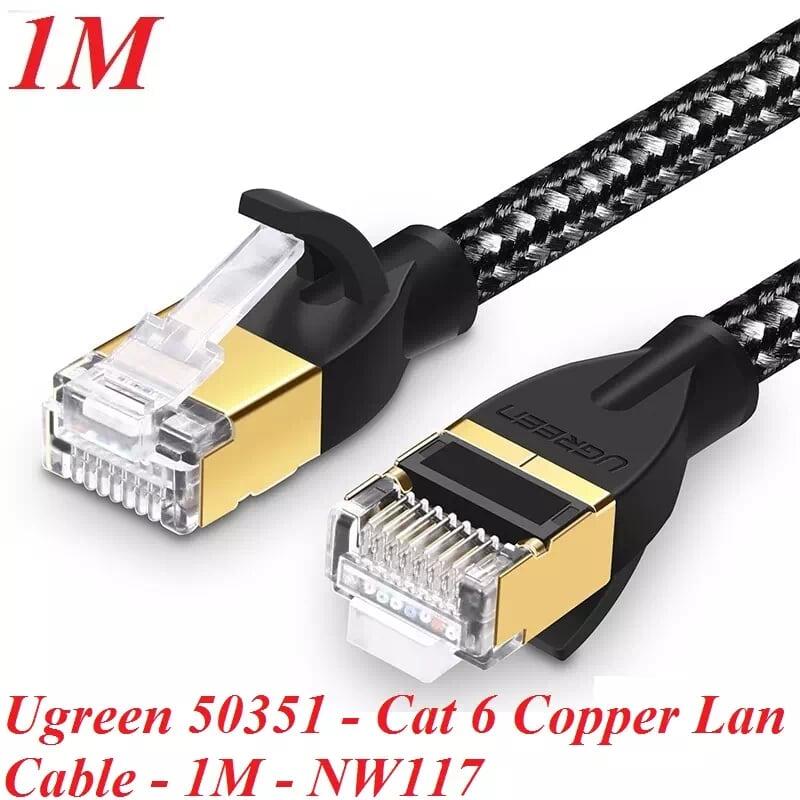 Ugreen UG50351NW117TK 1M màu Đen Cáp mạng LAN CAT6 bọc lưới cao cấp - HÀNG CHÍNH HÃNG