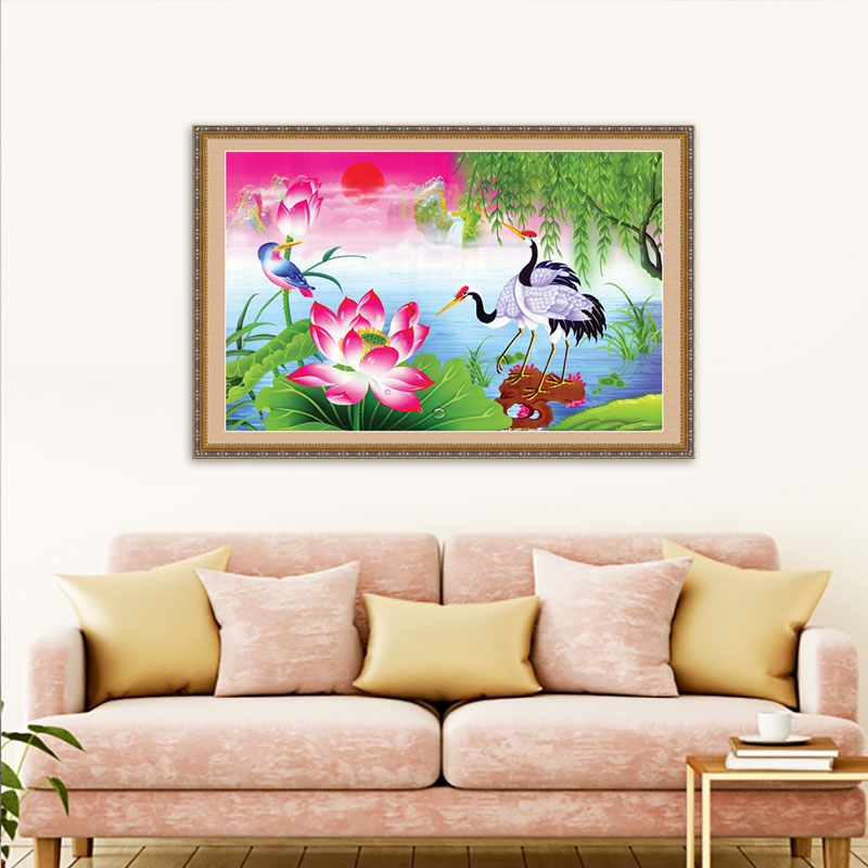 Tranh đôi hạc và hoa sen – W1561
