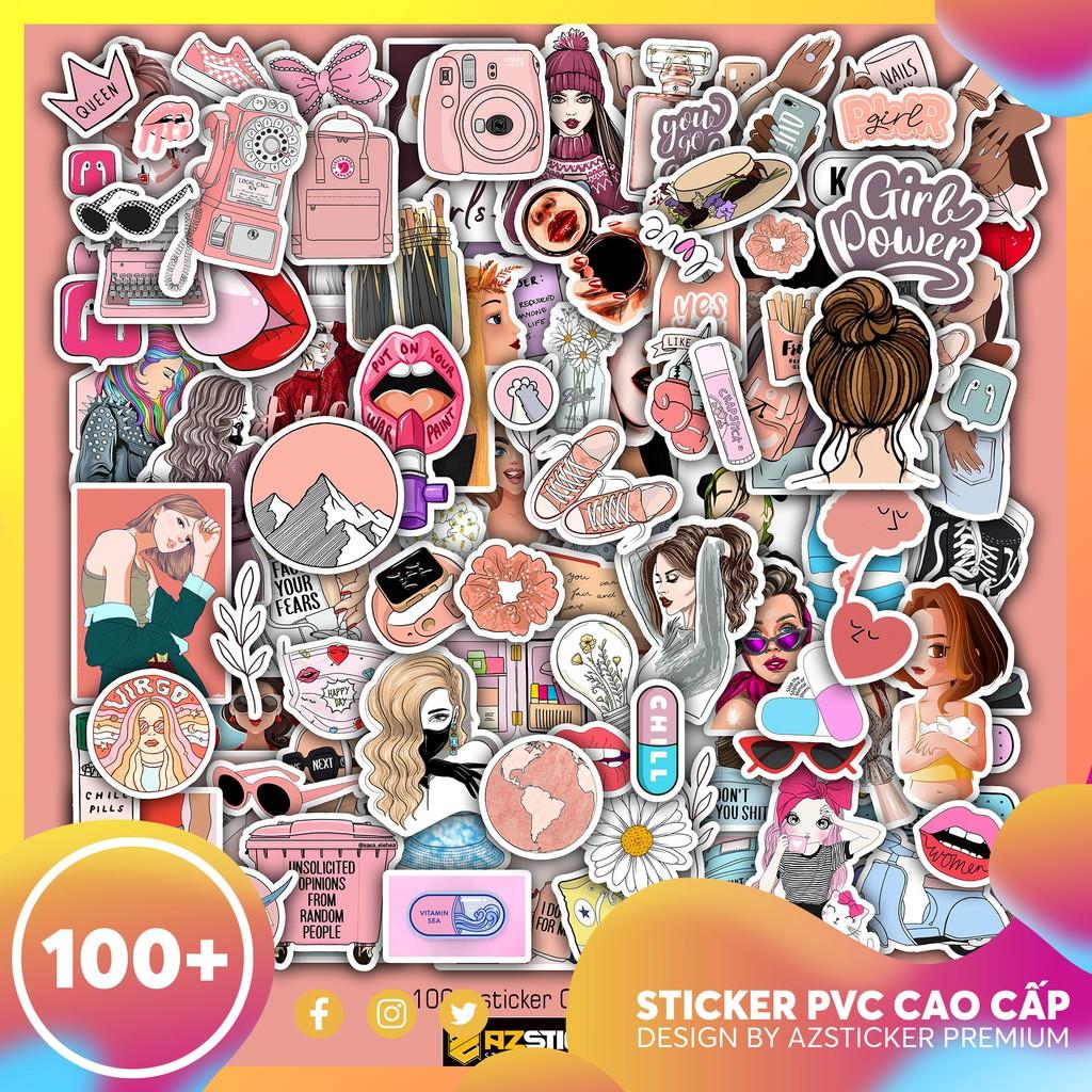Hình Dán Sticker Girl Style Chống nước Dán Mũ Bảo Hiểm , Dán vali , Xe Máy , Xe Đạp Điện laptop , Máy Tính