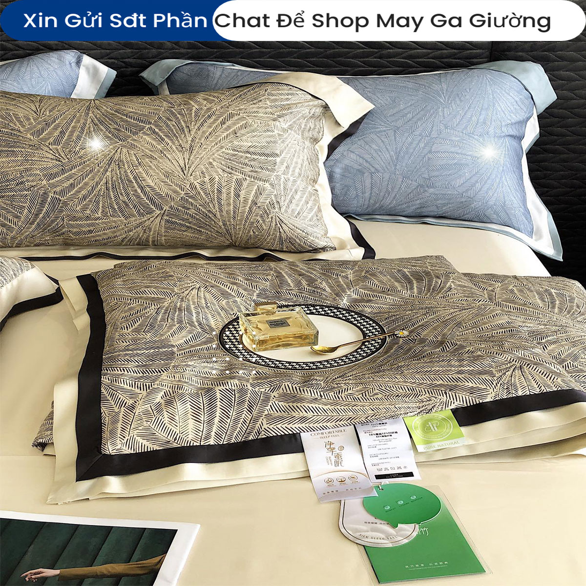 Bộ Chăn Ga Gối Đệm Lụa Tencel 100s Màu Trơn 5 Món Cao Cấp Chăn Chần Bông Lụa Mềm 08