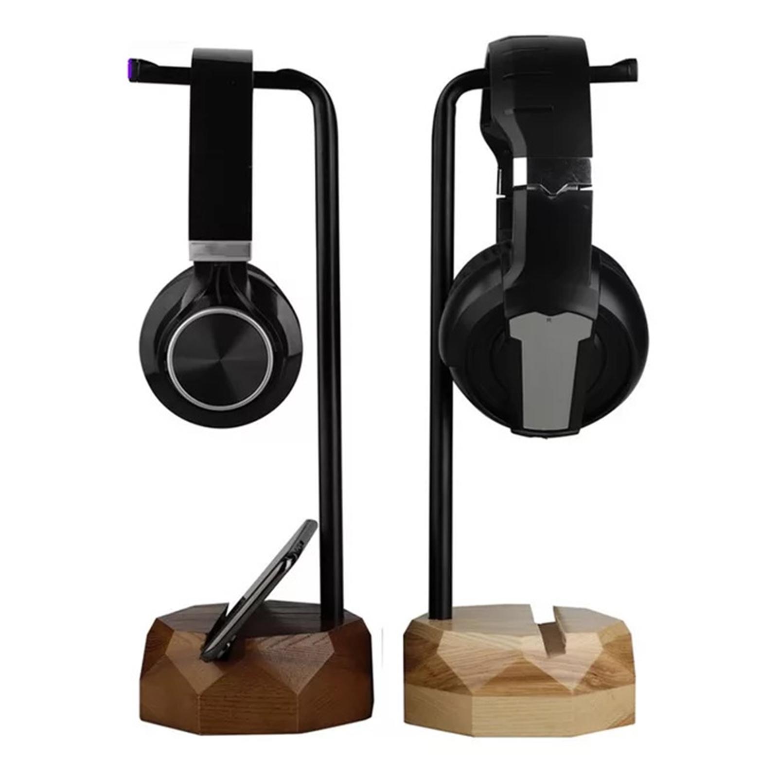 Universal Wooden & Iron Headphone Stand Hanger Holder, Sturdy Desk Headset Mount Rack for , Gaming Headphones Display