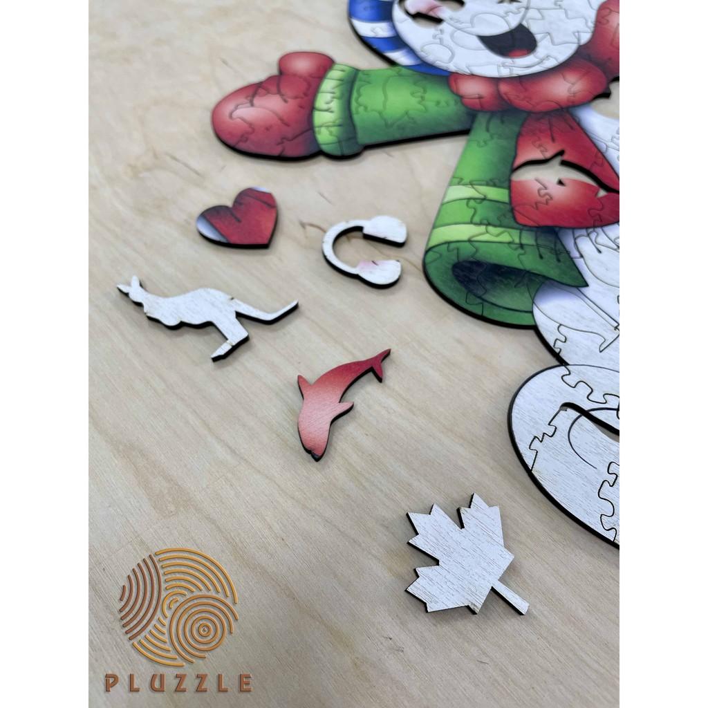 Puzzle Đồ chơi Bộ xếp hình gỗ con vật độc đáo dành cho trẻ em và người lớn PLUZZLE - Người tuyết – PZ035