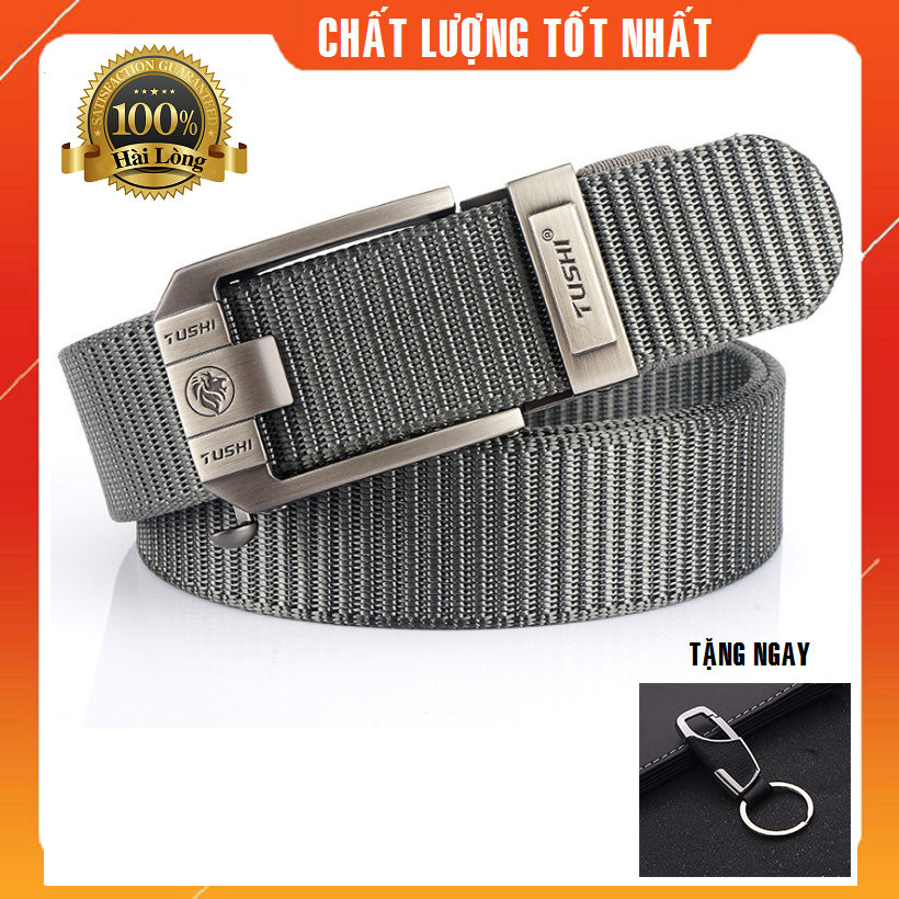 Thắt lưng vải_siêu bền, Khóa cài tự động thép không gỉ chắc chắn, tiện lợi_ Dây lưng vải dù cao cấp, Dây nịt lính mạnh mẽ TẶNG MÓC CHÌA KHÓA