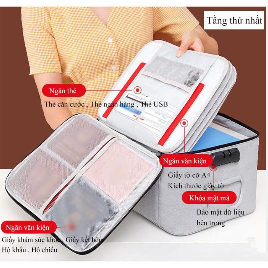 Cặp đựng tài liệu giấy tờ 5 tầng khóa mật khẩu Document Home Safe - AsiaMart