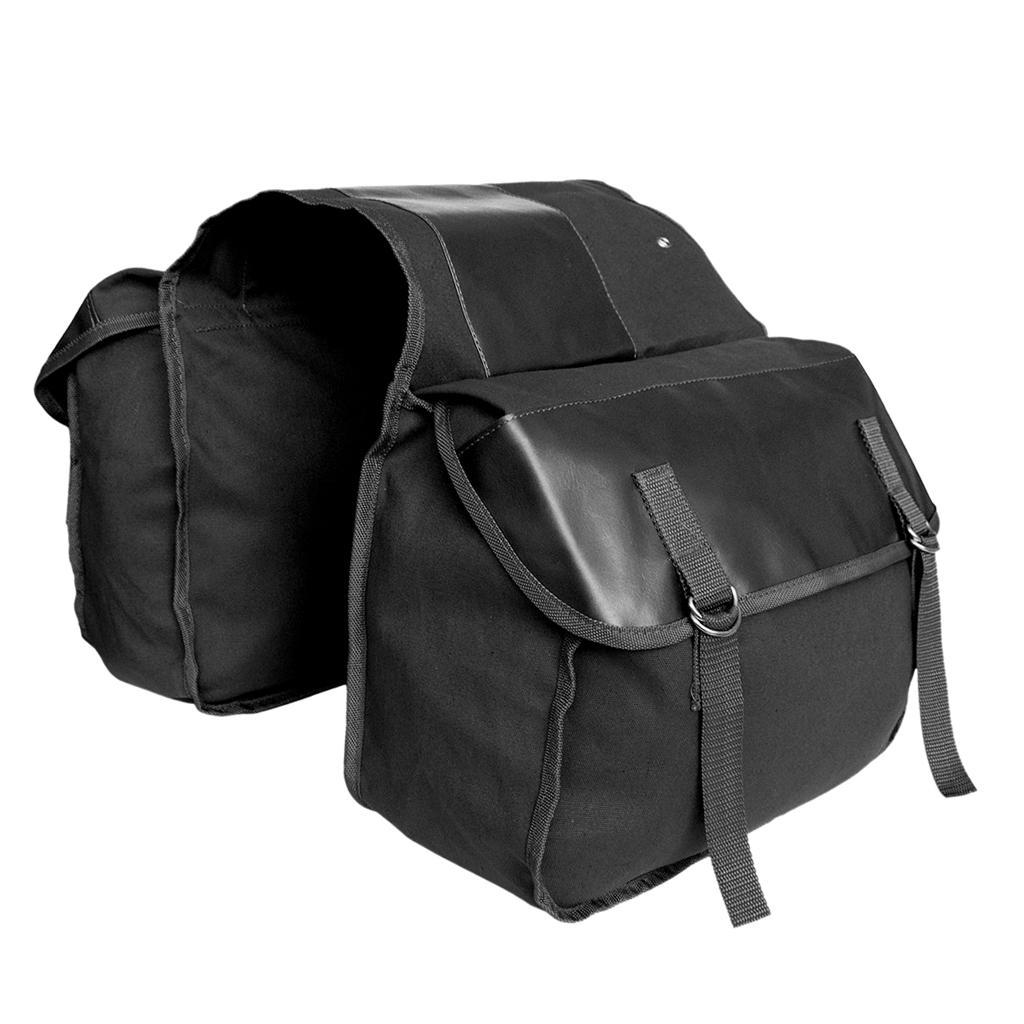 Cycling Double Panniers Bike Rear Seat Saddle Carrier Bags Black
