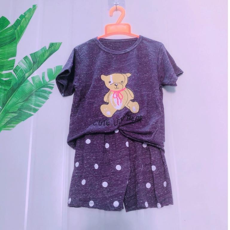 Bộ cộc tay bé gái in hình chuột mickey,gấu bear, thun cotton hàng chính phẩm Cizi.shop
