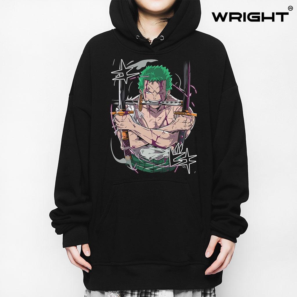 Áo hoodie anime wright one piece zoro oversize unisex