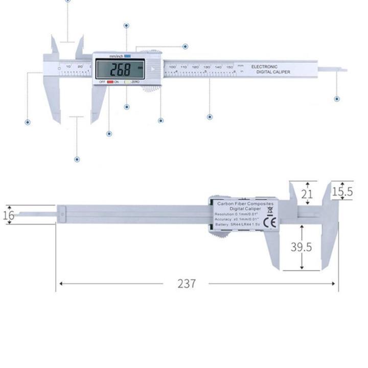 Thước Kẹp Điện Tử Sợi Nhựa - Đen 206734