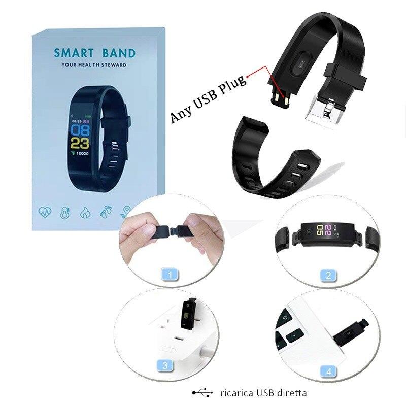 Bluetooth Sports Vòng đeo tay thông minh Nhịp tim không thấm nước oxy máu Người lớn huyết áp Màu tay theo dõi vòng đeo tay điện tử: Đen: Đen