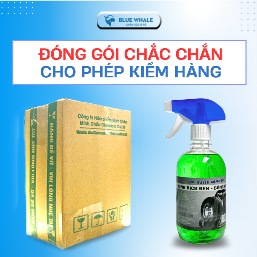 Combo 2 chai xịt làm đen bóng lốp Cá Voi 500ml phù hợp với mọi loại lốp cao su ô tô, xe máy, xe đạp điện