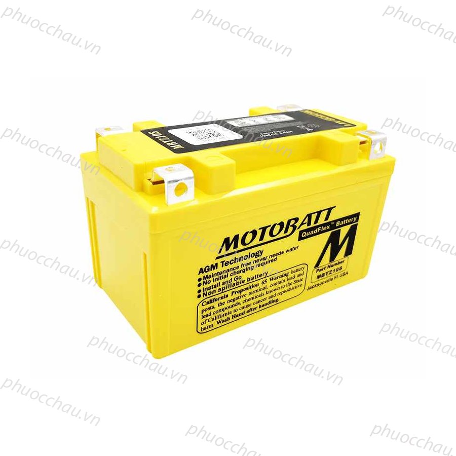 Ắc quy xe moto phân khối lớn MOTOBATT MBTZ10S 12V - 8.6AH, thương hiệu Hoa Kỳ, dùng cho xe HARLEY-DAVIDSON