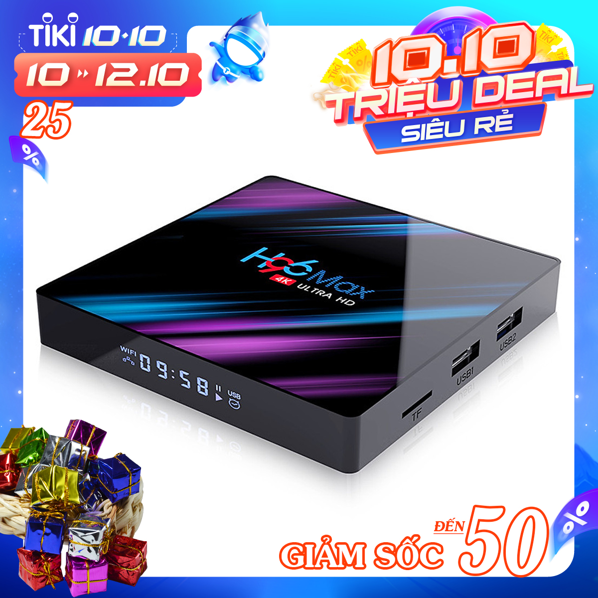 Android TV Box H96 max - RK3318, Ram 4GB, Bộ nhớ trong 32GB - Hàng nhập khẩu