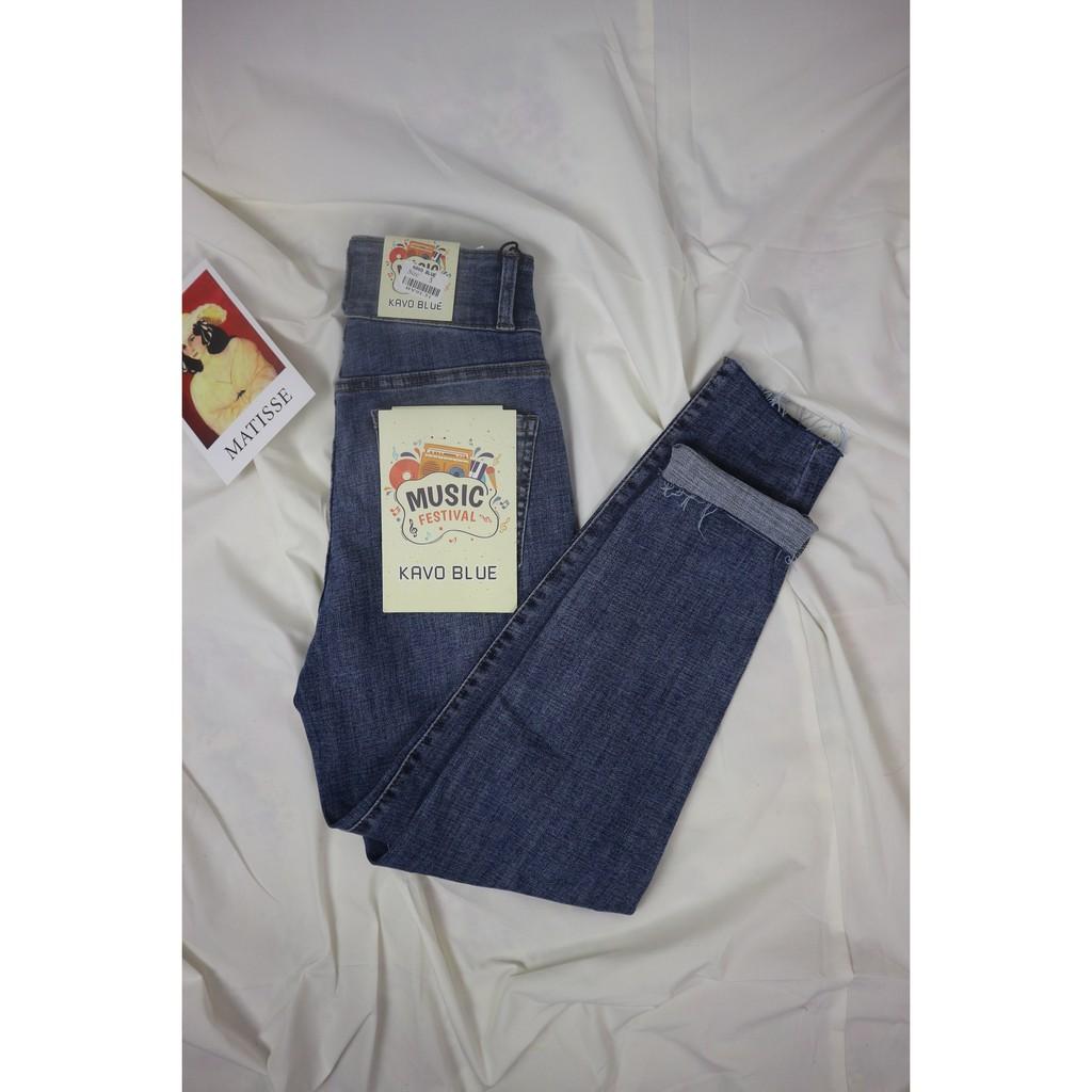 Quần Baggy jean xước, cạp cao, 2 cúc ️̀ ̂́️ co giãn 4 chiều, hiệu ứng kéo dài chân