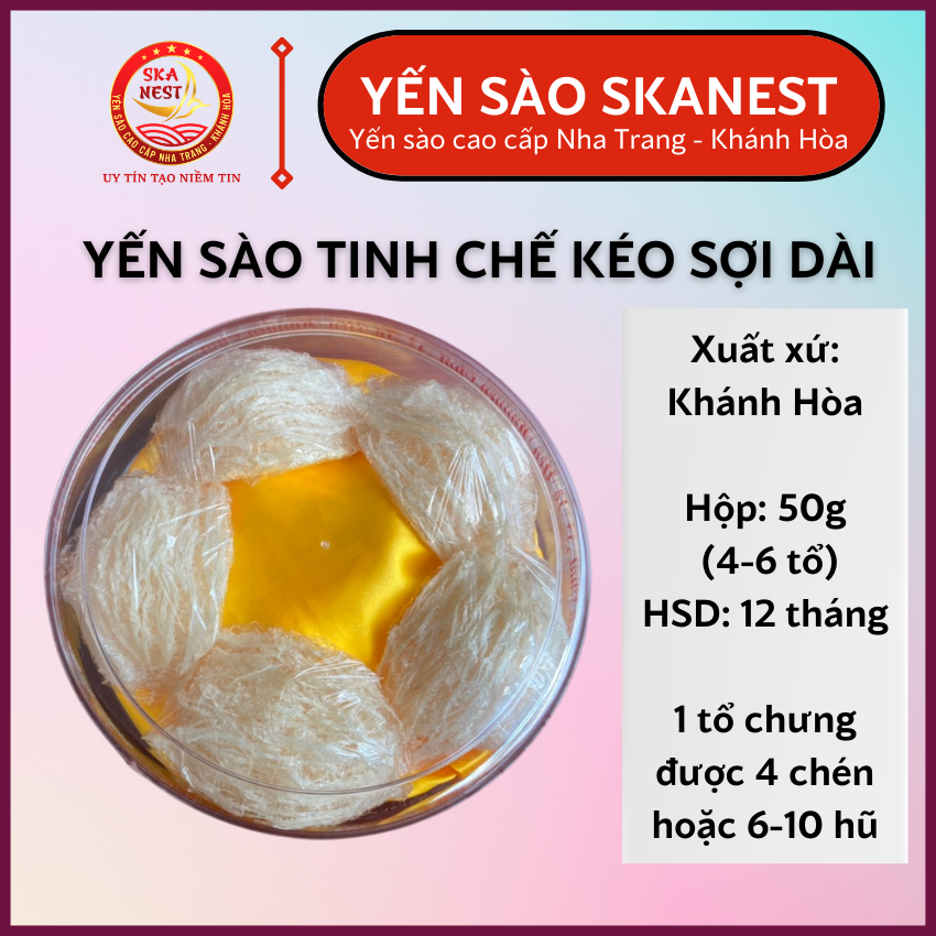 Yến sào tinh chế nhiều sợi dài. Tổ yến sào nguyên chất ngon tuyệt