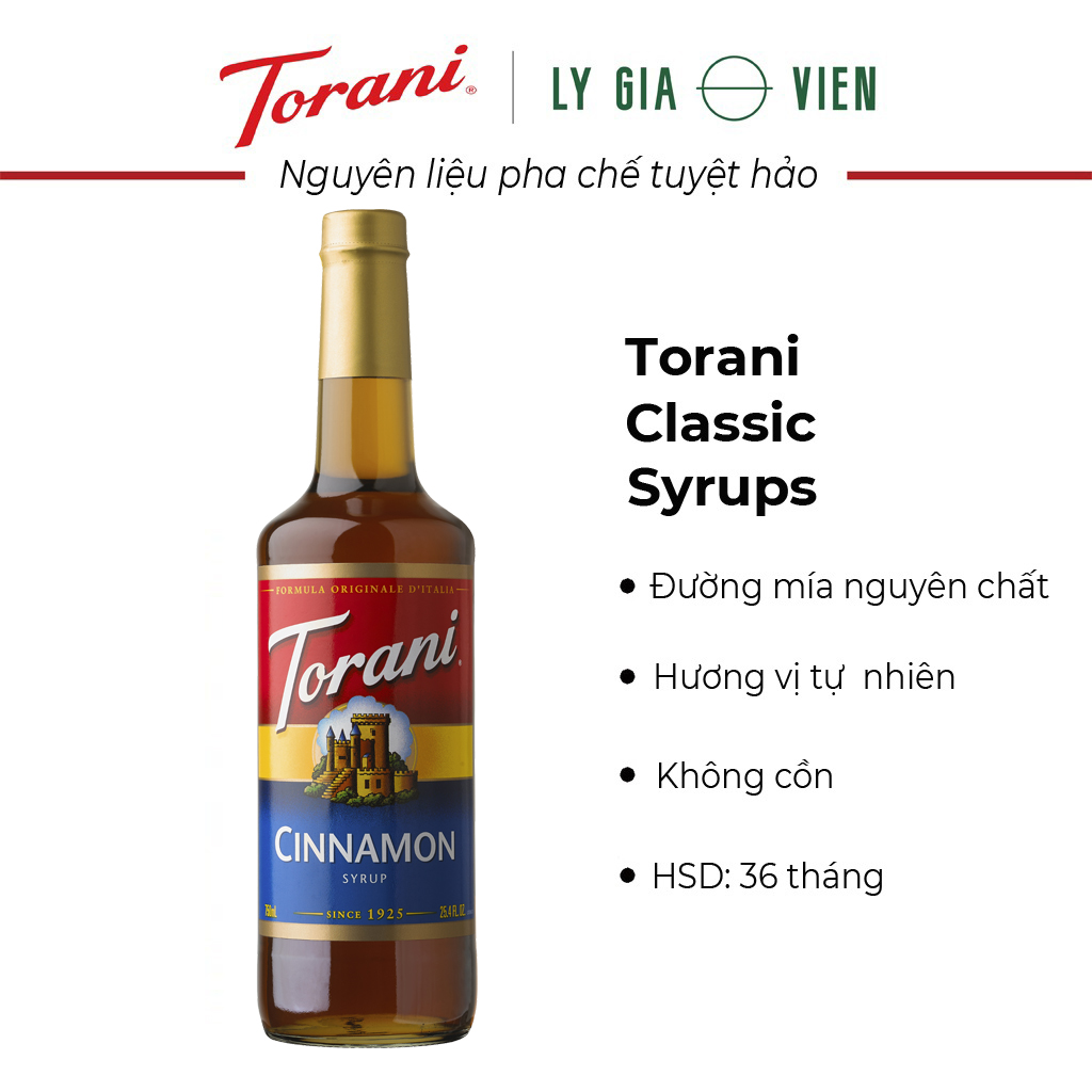 Siro Pha Chế Vị Quế Torani Classic Cinnamon Syrup 750ml Mỹ