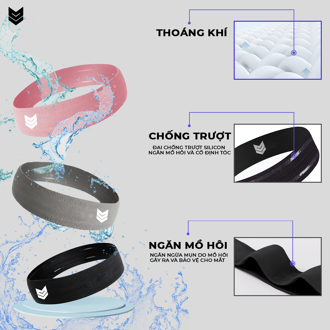 Băng đô thể thao chống trượt, chặn mồ hôi, co giãn headband tập Gym, bóng rổ, bóng đá, chạy bộ, bóng chuyền - Redikick