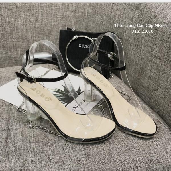 Giày sandal cao gót trong suốt gót 7cm size 33 đến 43