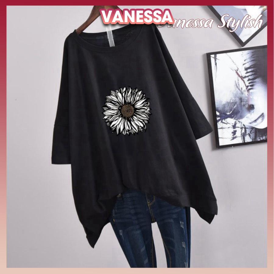 Áo thun freesize form rộng tay lỡ, áo phông unisex Vanessa Stylish in hình Hoa Hướng Dương