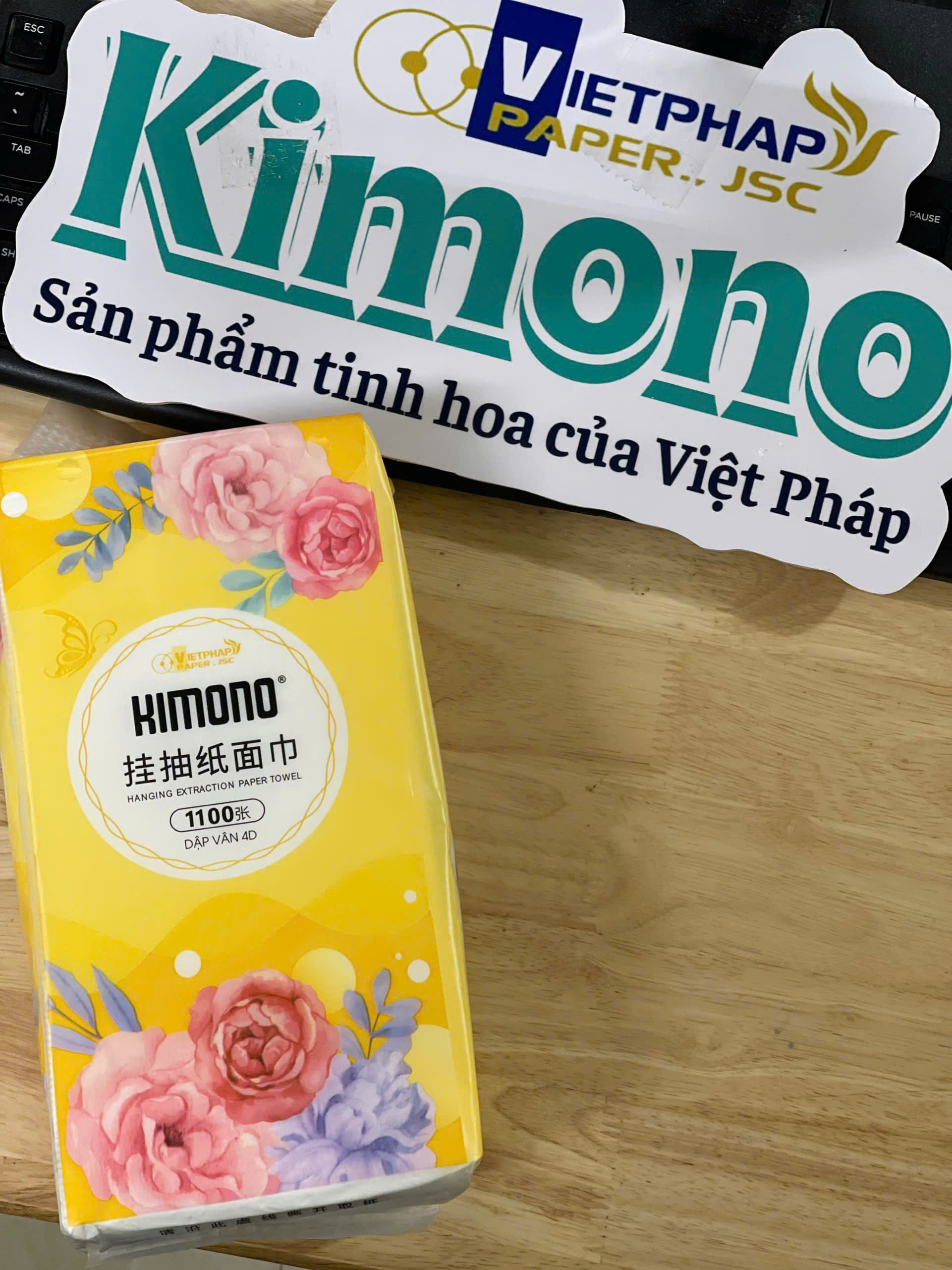 COMBO 6 GÓI KHĂN RÚT ĐÁY KIMONO HOA VÀNG 4 LỚP CAO CẤP TẶNG KÈM 2 MÓC TREO