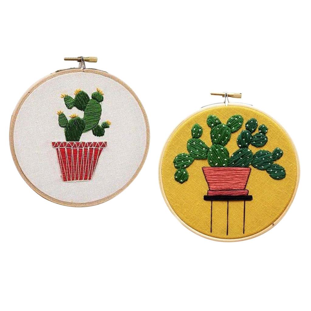 Embroidery Starter Kit with Pattern, 15cm Embroidery Hoop, Threads Style 1