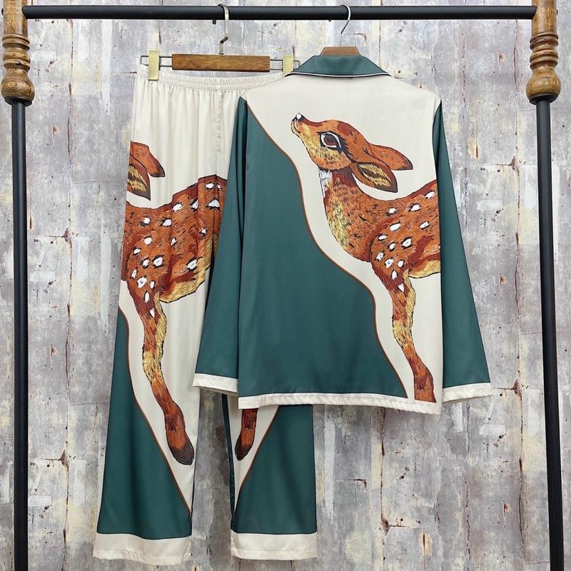BỘ PIJAMA LỤA DÀI CAO CẤP CÁO XANH