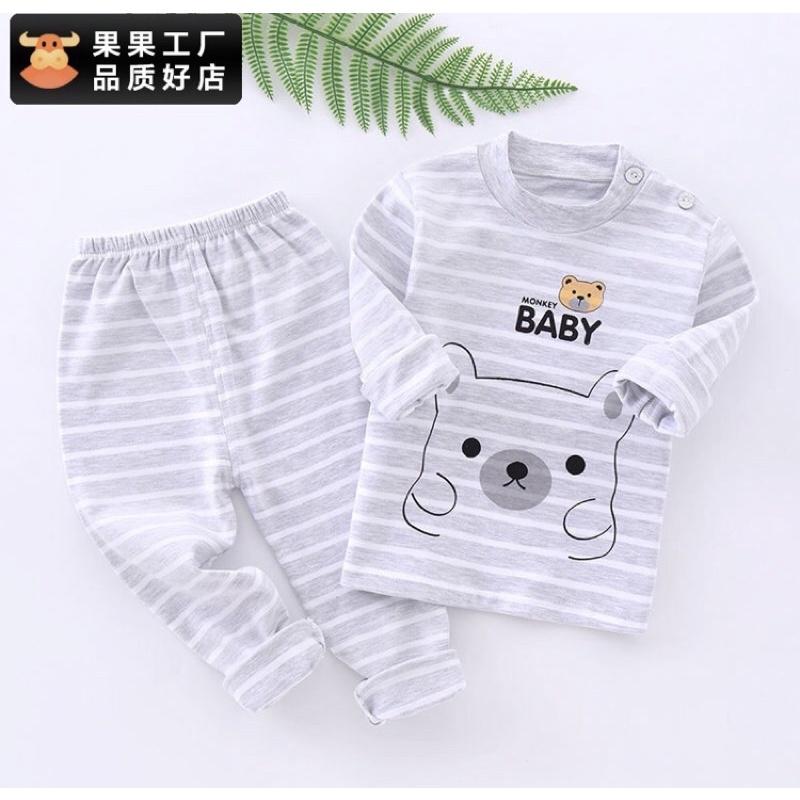 Bộ đồ dài tay cotton nỉ mềm ấm thu đông cho bé trai/bé gái 3-13kg