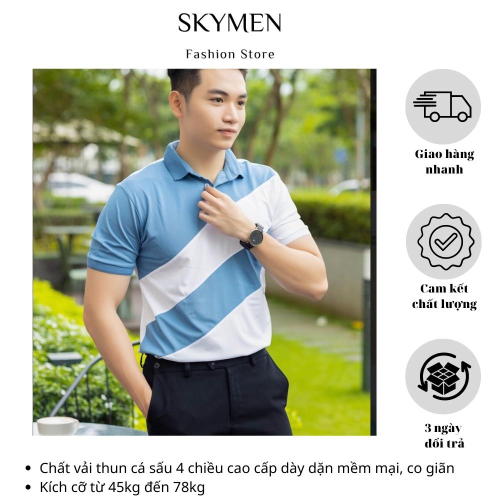 Áo thun polo nam cổ bẻ tay ngắn Vải Thun Cotton cá sấu Cao Cấp co giãn 4 chiều mặc mát, co giãn Skymen fashion
